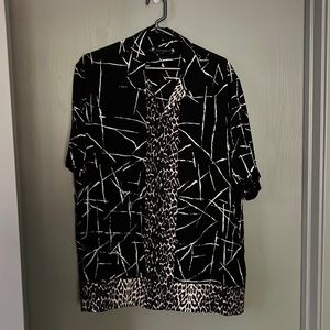 All Saints Black and White Casual Button Down Shirt